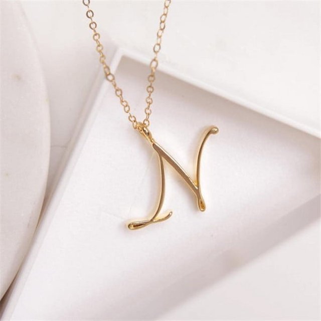 Petit Collier Alphabet Cursif 26 Lettres A-Z Logo Tag Symbole Pendentif Chaîne Clavicule