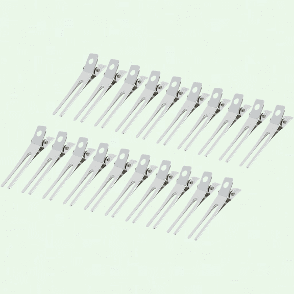 20 Pack Hairdressing Double Prong Curl Clips, 1.8'' Duck Billed Hair Clips, Metal Clips Hair Pins, Curl Setting Hair Clips for Women Styling Sectioning Hair Salon (Silver)