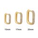 thumbnail image 2 of Pendientes de aro de Zirconia cúbica blanca cuadrada geométrica a la moda, pendientes de hebilla de oreja de cristal pequeños de Metal dorado, joyería para mujer Tan Jianjun unisex, 2 of 2