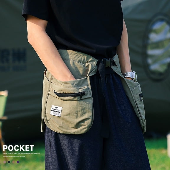 1 Green Waist Fanny Pack With Multiple Zippered Pockets, Trendy & Functional Utility Hip Bag, Water-Resistant & Durable Crossbody Waist Apron Bag For Travel, Hiking, Cycling,