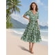 thumbnail image 4 of Vestido midi YESNO de verano con estampado floral con cuello en V y manga abullonada para mujer, 4 of 5