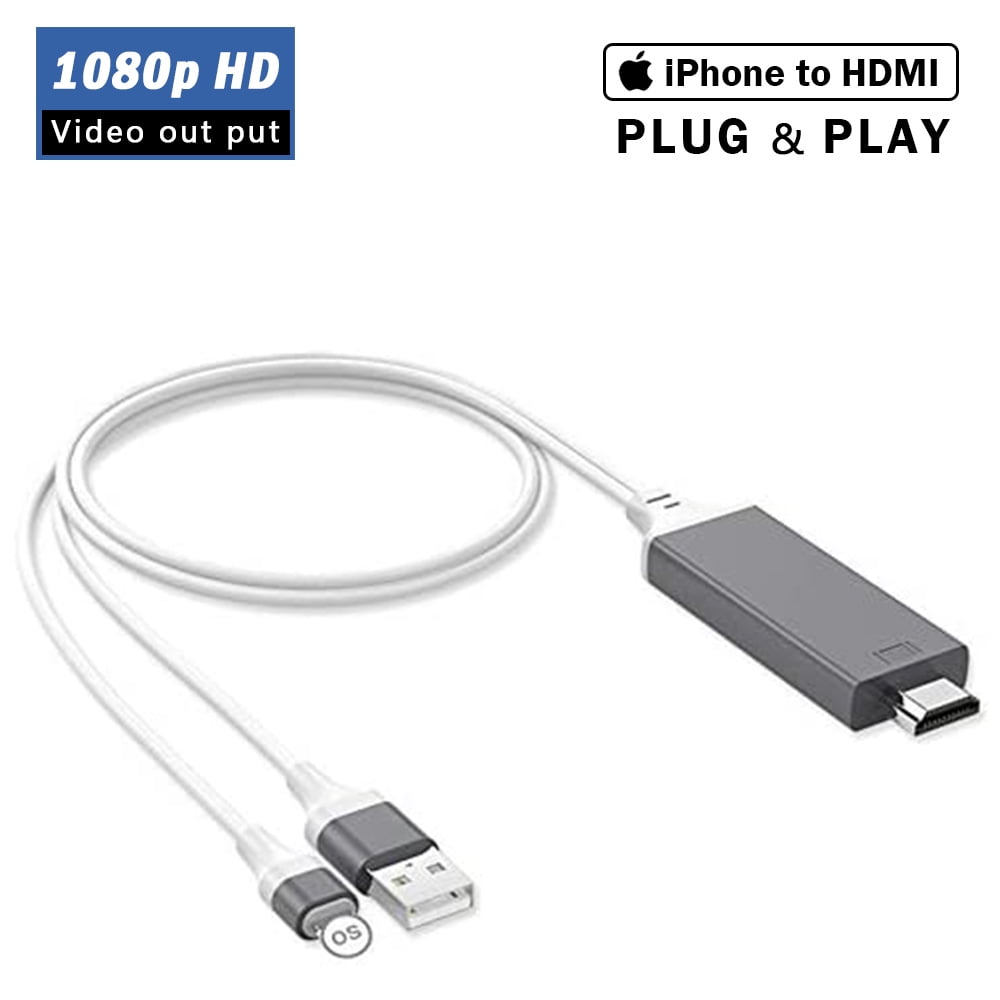 Gewoon huichelarij geur Compatible with iPhone iPad to HDMI Cable, 6.6ft HDMI Cord Adapter Digital  AV 1080P High Speed Transmit HDTV/Projector/Monitor Connector for iPhone  12/11/11 Pro/XS/XS Max/XR/X/8/7/6 Plus - Walmart.com