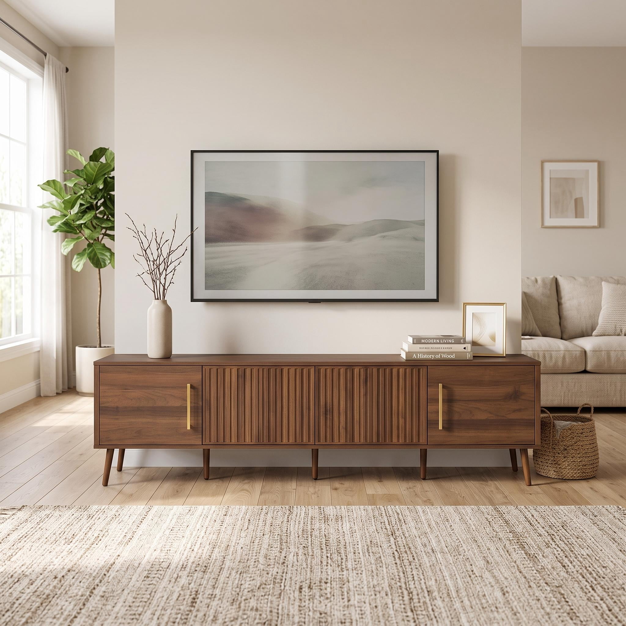 Homy Casa TV Stand Console Table, Modern Media Center with Storage for Living Room