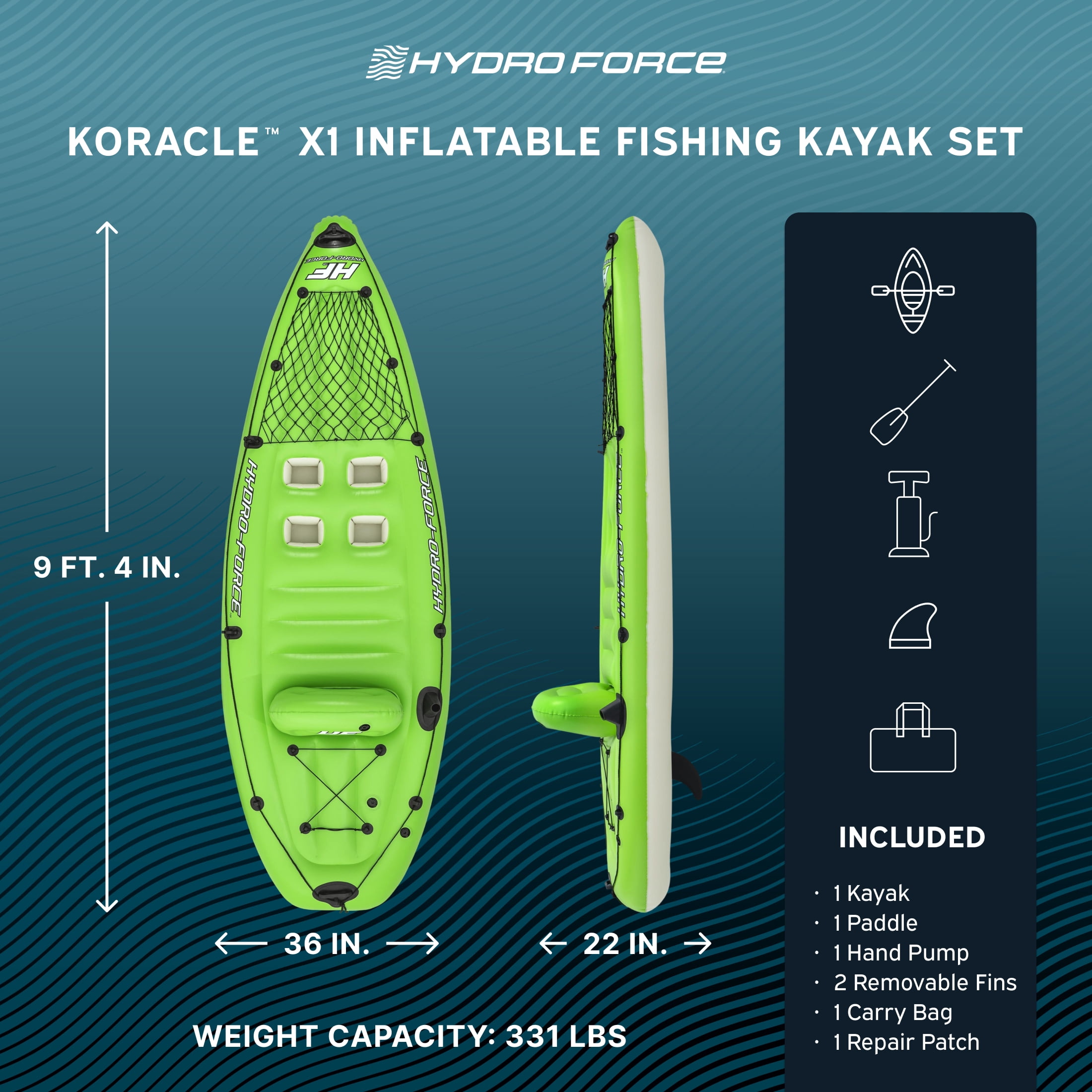 Bestway Hydro-Force Koracle X1 Inflatable Fishing Kayak Set 9'4"