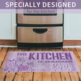 thumbnail image 5 of Farmhouse Rustic Kitchen Mats for Floor 2 Piece Set, Woodgrain Boho Floral Runner Area Rug Floor Mat, Abstract Lavender Purple Flower Farmhouse Kitchen Decor and Accessories, 17x30 and 17x47 Inches, 5 of 6