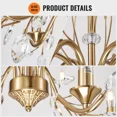 thumbnail image 5 of More Change European Crystal Chandelier Vintage 6-Light Candles Ceiling Fixture Pendant Lamp Dining Room Lighting Chandelier Farmhouse Chandelier, 5 of 12
