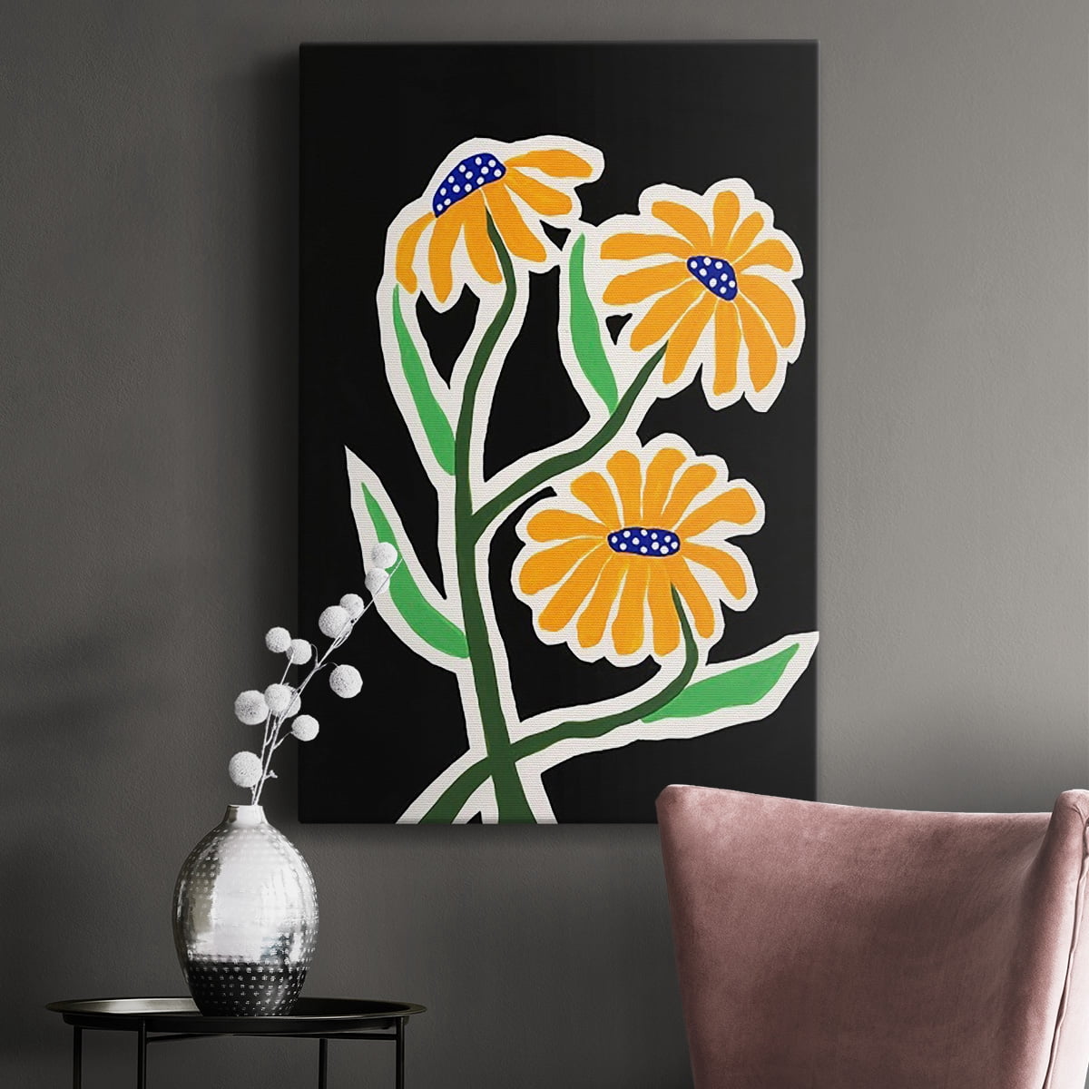 Pop Flowers I Premium Gallery Wrapped Canvas - Ready to Hang