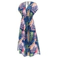 thumbnail image 5 of Summer Saving Wycnly Womens Dresses Beach Vacation Boho Elastic Waist A Line Sun Dresses Leaves Print V-Neck Short Sleeve Long Summer Dress Blue m Clearance Under $5, 5 of 7