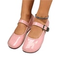 thumbnail image 5 of HTHLVMD Patent Leather Mary Jane Flats, Office and Party Wear, Women's Round Toe Low Top Mary Jane Flats Soft Comfort Buckle Strap Casual Versatile Ballet Shoes, Pink 7.5, 5 of 5