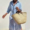 thumbnail image 6 of Sakmal Shirt dresses for Women 2025 V Neck Long Sleeve Long Blue Striped Dresses ,Sizes S-2XL, 6 of 6