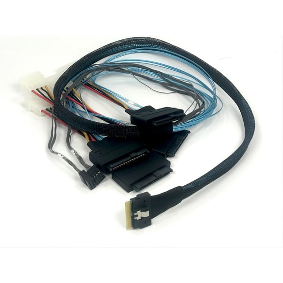 ‌SlimSAS 8i S‌FF-8654 to 4 X SFF-8639 NVME U2 Cable - 1 Meter
