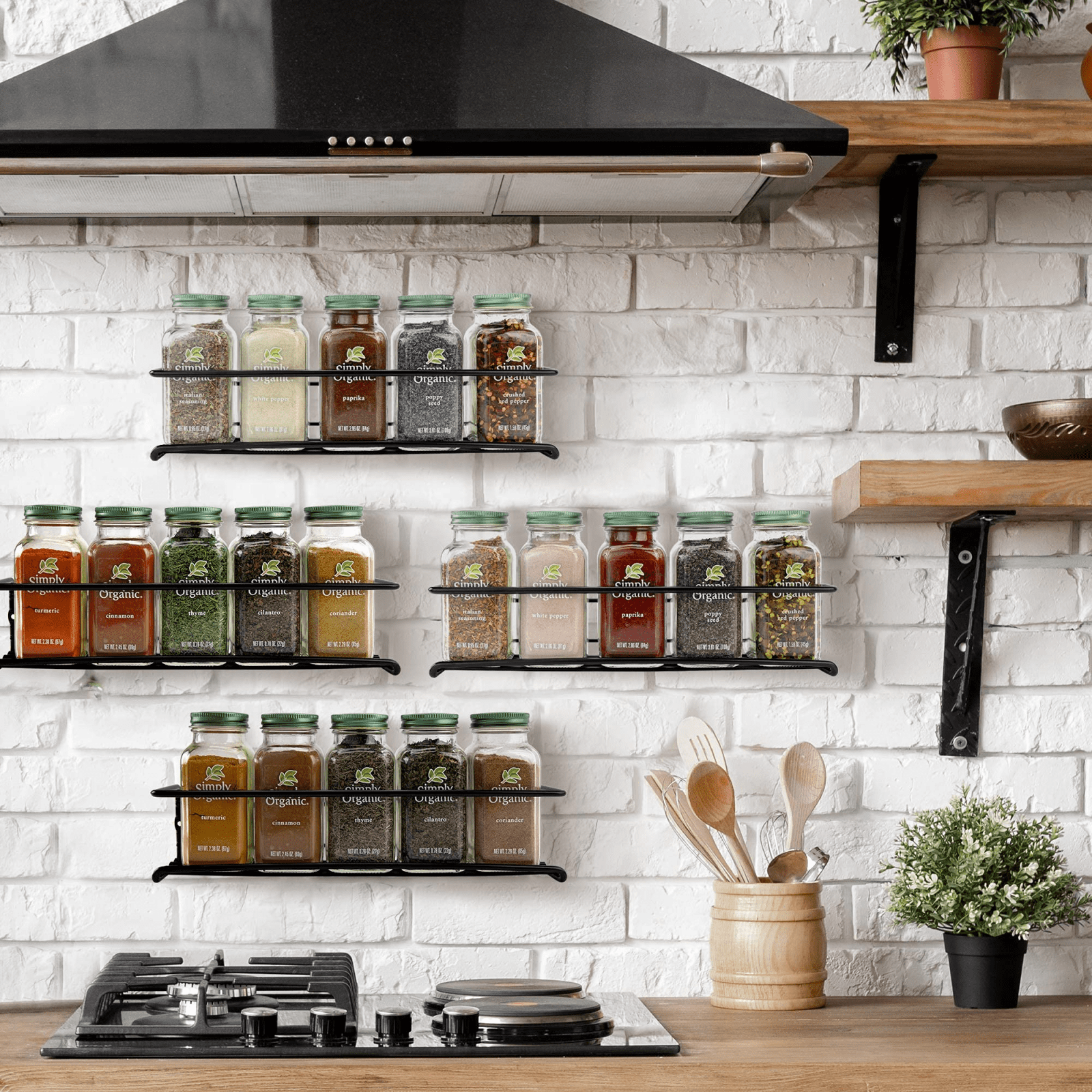 X-Cosrack Spice Rack Organizer Wall Mounted 4-Tier Stackable Hanging Spice  Jars Storage Racks,Great For Kitchen And Pantry,Up To Storage 36 Jars