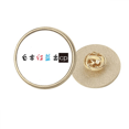 thumbnail image 1 of chinese online words character pai Round Metal Golden Pin Brooch Clip, 1 of 3