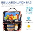 thumbnail image 4 of Lunch Bag Women Double Deck Insulated Lunch Box Large Cooler Tote Bag with Removable Shoulder Strap Wide Open Thermal Meal Prep Lunch Organizer Box, Black Peony, 4 of 9