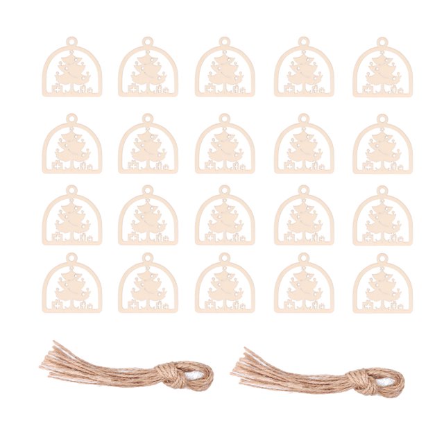 Juego de adornos colgantes de árbol hueco de boj, artesanía decorativa pequeña para decoración de festivales, 2 uds.