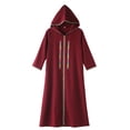 thumbnail image 2 of EnJoCho Muslim Girl Dress Abaya Kids Islamic Kaftan Ramadan Prayer Long Robe Button Down Batwing Sleeve Gown Dress, 2 of 8