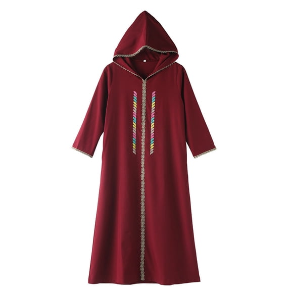 Mercatoo Muslim Abaya for Girls Full Length Long Sleeve Embroidery Hooded Islami1 Ramadan Kaftan Kids Soft Prayer Dress Robes