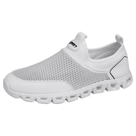 NOLDARES Mens Slip on Sneakers Loafers Shoes Casual Fashion Shoes Comfortable Lightweight Sneaker(White 9)