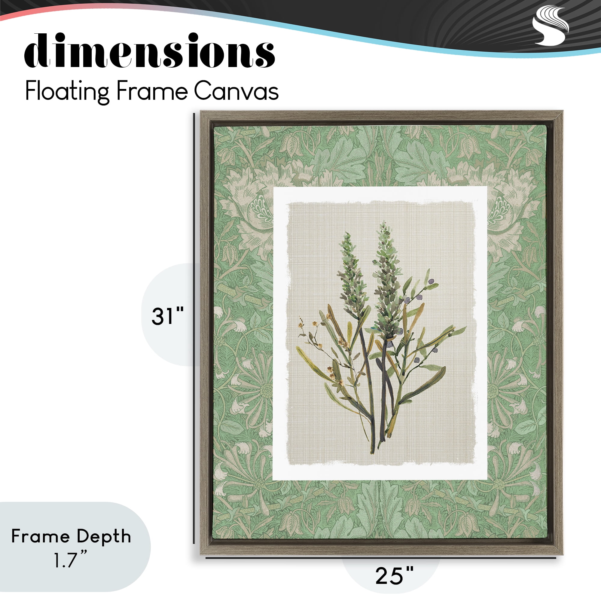 Stupell Industries Antique Foliage in Green Brown Framed Floater Canvas Wall Art, design by Carol Robinson