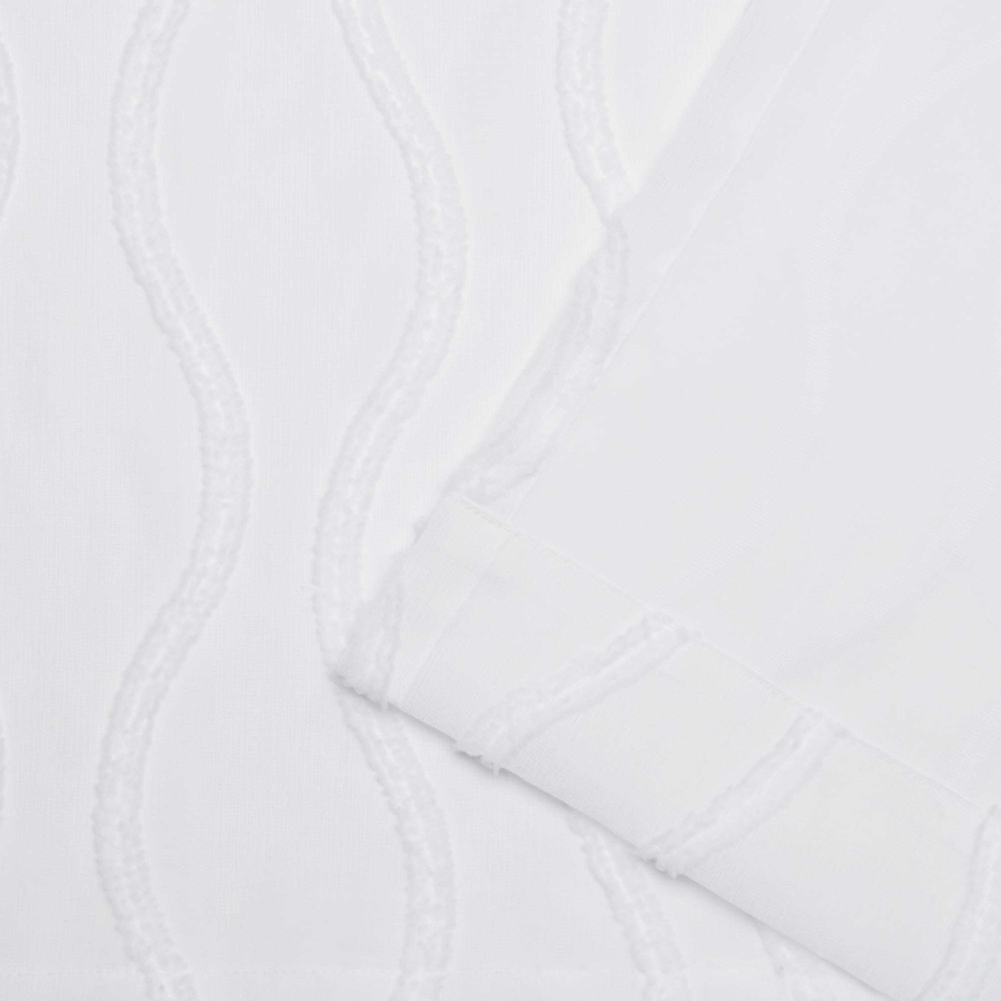 Exclusive Home Belfast Woven Wave Embellished Sheer Hidden Tab Top Curtain Panel Pair, 54"x96", White