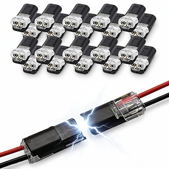 100Pcs Double Wire Plug-In Connectors with Locking Buckle – 2-Pin Quick-Clip Fasteners for DIY Crafts, Low-Voltage Decor, Strip Lights & Model Kits