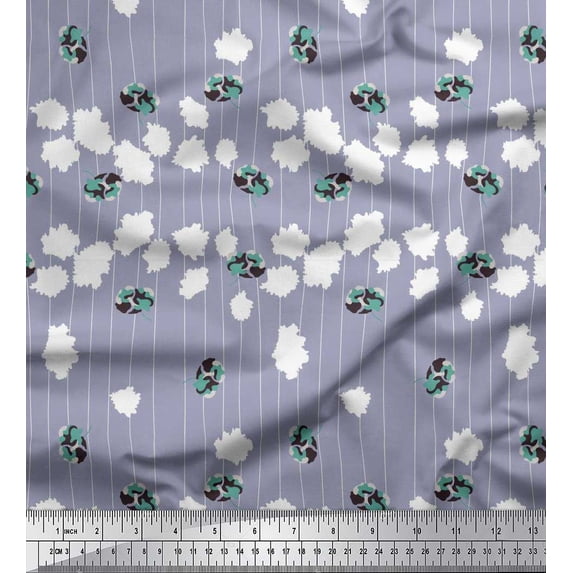 Soimoi Cotton Duck Fabric Stripe & Floral Artistic Fabric Prints By Yard 42 Inch Wide