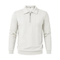 thumbnail image 2 of Ceisia Men Cable Knit Quarter Zip Collar Pullover Sweater Slim Fit Long Sleeve Casual Daily Business Knitted Polo Top White M Gift, 2 of 7