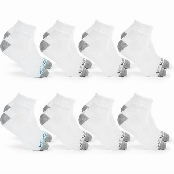 Fruit of the Loom Ankle Socks for Men - 8 Pairs - Arch Support, Cushioned, Athletic Quarter Socks - Mens Socks Size 6-12
