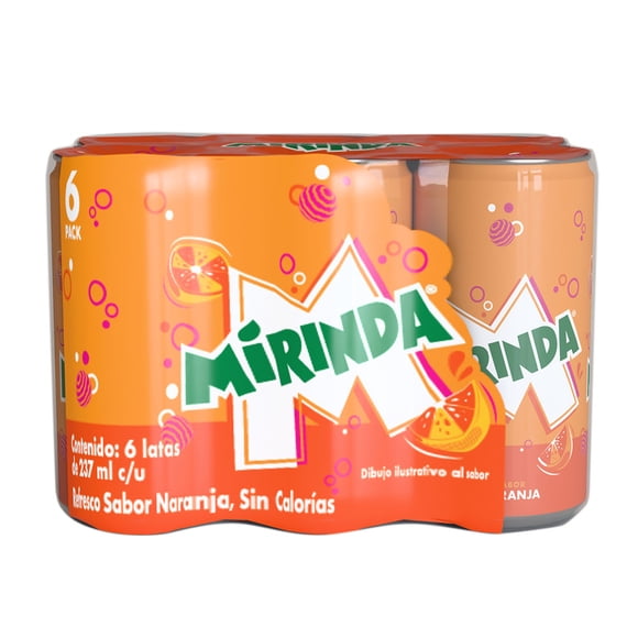 Refresco Mirinda sabor naranja 6 latas de 237 ml c/u