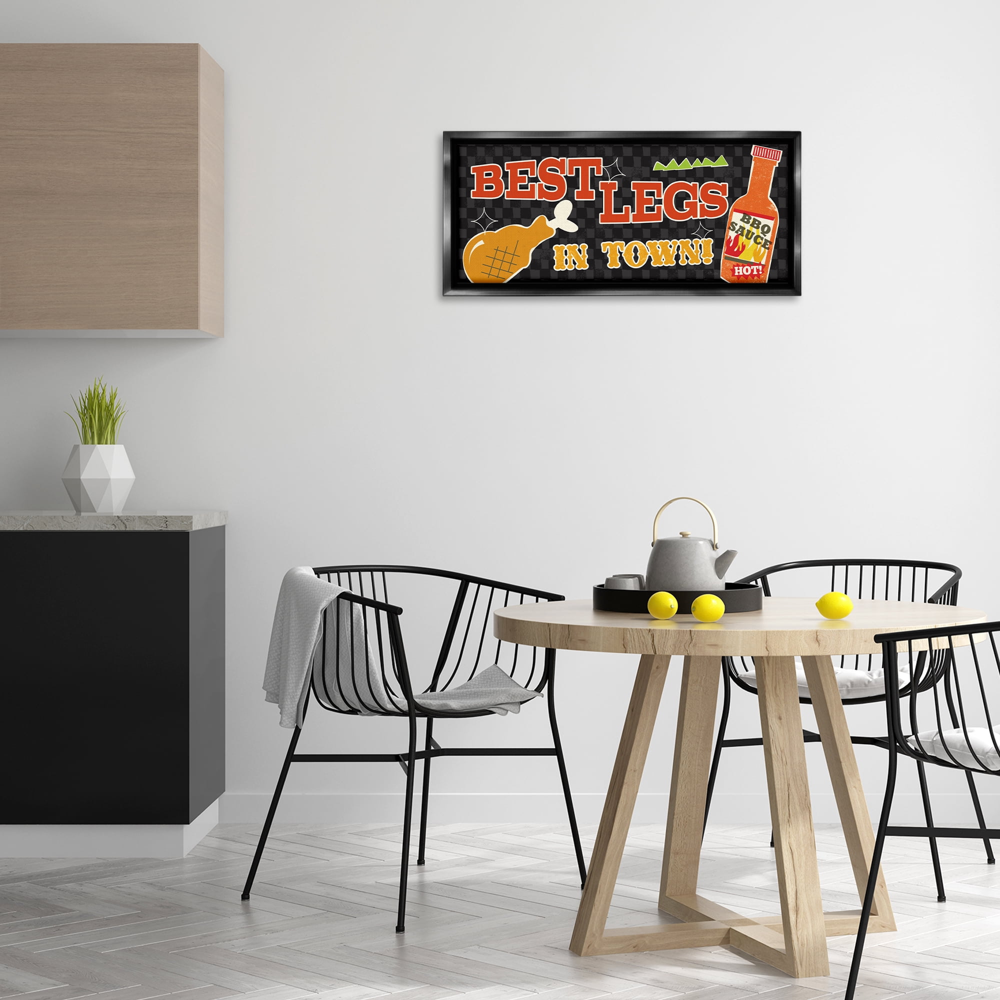 Stupell Industries Best Legs in Town Food & Beverage Painting Black Floater Framed Canvas Art Print Wall Art, 31 x 14