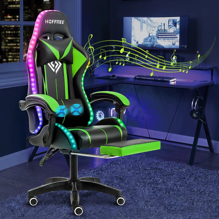 Fauteuil Gamer Avec Massage Et Support Lombaire | Dossier Haut Réglable | Pivotant à 360° | Pour Bureau Et Jeux
