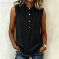 thumbnail image 4 of BUIGTTKLOP Womens Cotton Linen Tank Tops Basic Solid Business Casual Summer Sleeveles Shirts Loose Work Office Blouses, 4 of 7
