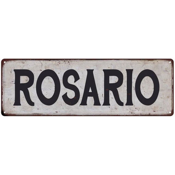 ROSARIO Vintage Look Gift Rustic Chic Metal Sign 6x18 206180036804