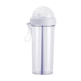 thumbnail image 4 of Dual Drink Water Bottle 20oz Split Compartment Water Cup with Two Straws Leakproof Portable Travel Sports Shaker Mug for Couples Lake Blue 600ml, 4 of 7