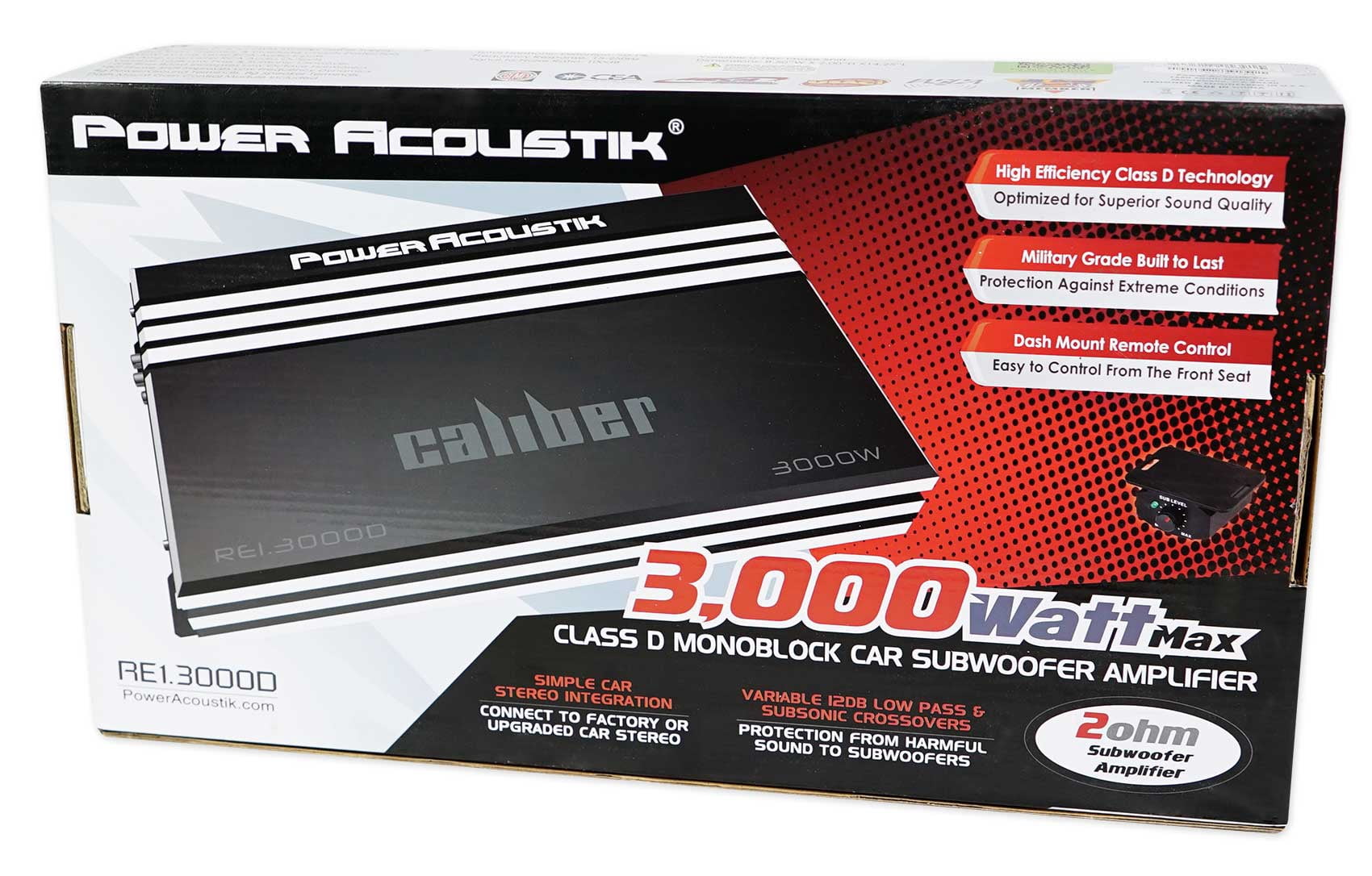 Power Acoustik RE1-3000D 3000 Watt Mono Amplifier Car Stereo Amp+Wire Kit