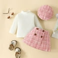 thumbnail image 2 of LAPAKIDS Baby Girls Clothes 6-9 Months Infant Girl Fall Winter Warm Outfits Long Sleeve Tops + Plaid Skirt + Hat 3Pcs Set, 2 of 7