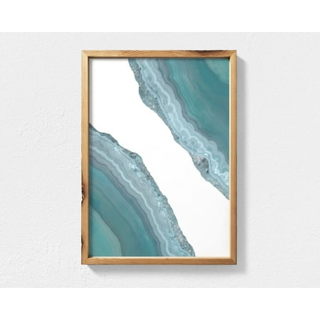 Geode Abstract Art, Boho Wall Art Teal And Grey, Crystal Abstract Agate Wall Art, Blue Geode Art, Contemporary Wall Art Home Decor #3841, Unframed Poster Size 8x12