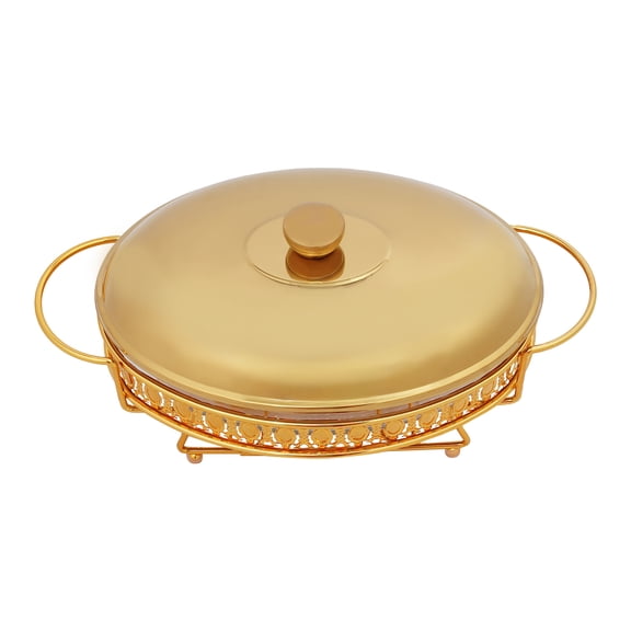 2L/1.81QT Stainless Steel Chafing Dish Buffet Set, 4-5 Peoples Buffet Servers and Warmers Set with Lid Holder, Dish Buffet Set Gold Chafing Dishes for Weddings and Outdoor Events