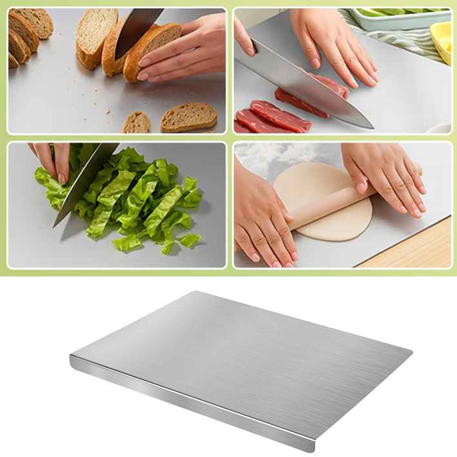Stainless Steel Cutting Boards for Kitchen, Kneading Cutting Board Mats, Ideal for Meat, Fruits, Vegetables, Bread, and Baking Silver