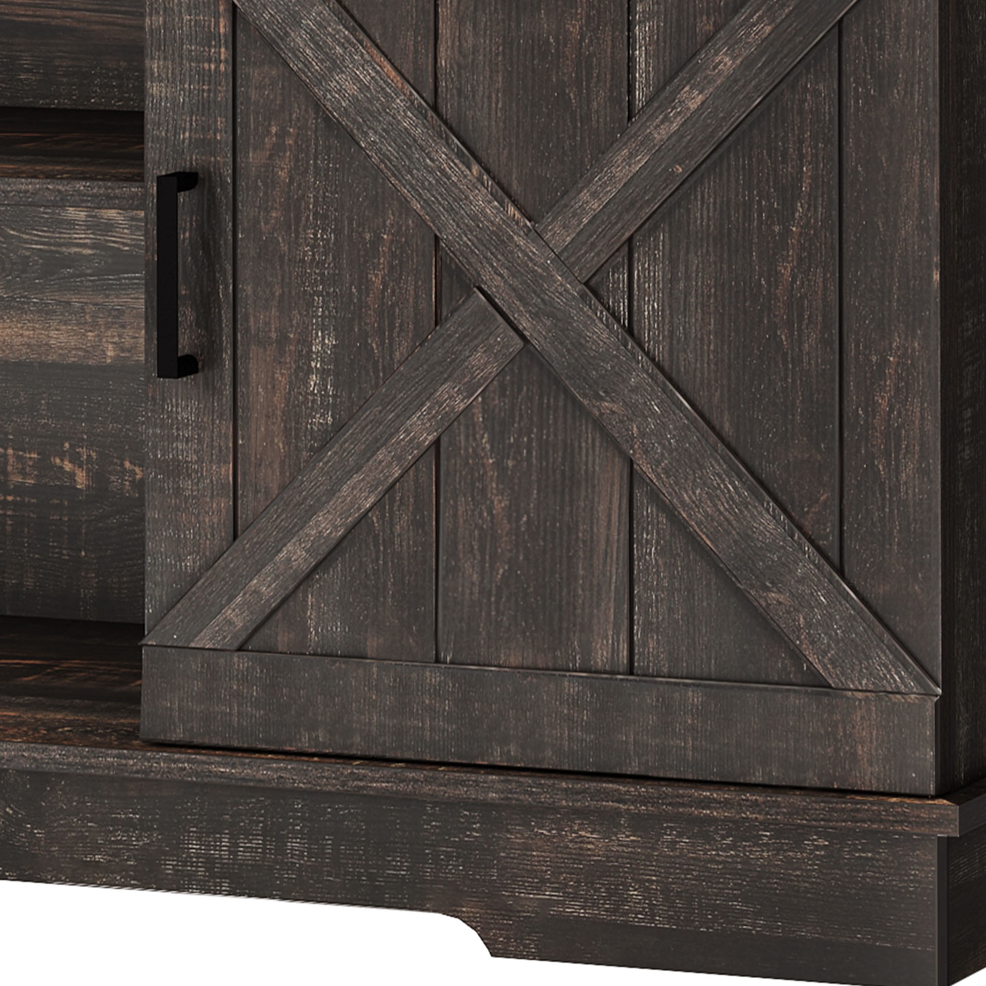 Uforic Farmhouse TV Stand for up 65" TVs, Entertainment Center Console Table for Living Room, Dark Oak