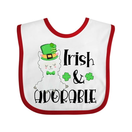 

Inktastic Irish and Adorable- Cute St. Patricks Day Llama Gift Baby Boy or Baby Girl Bib