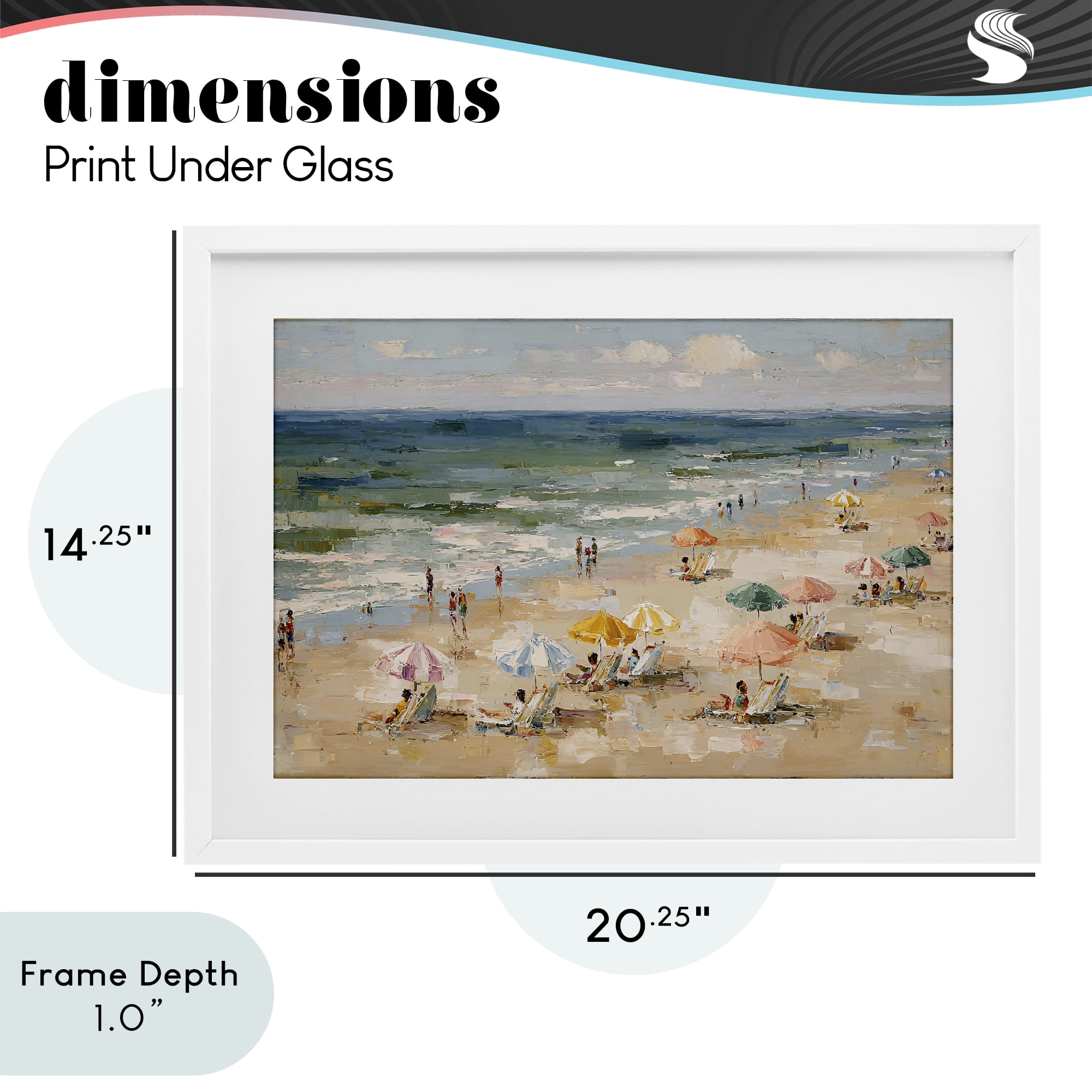 Stupell Industries Impressionist Summer Beach Day White Framed Print Under Glass, design by Jacky Ngan