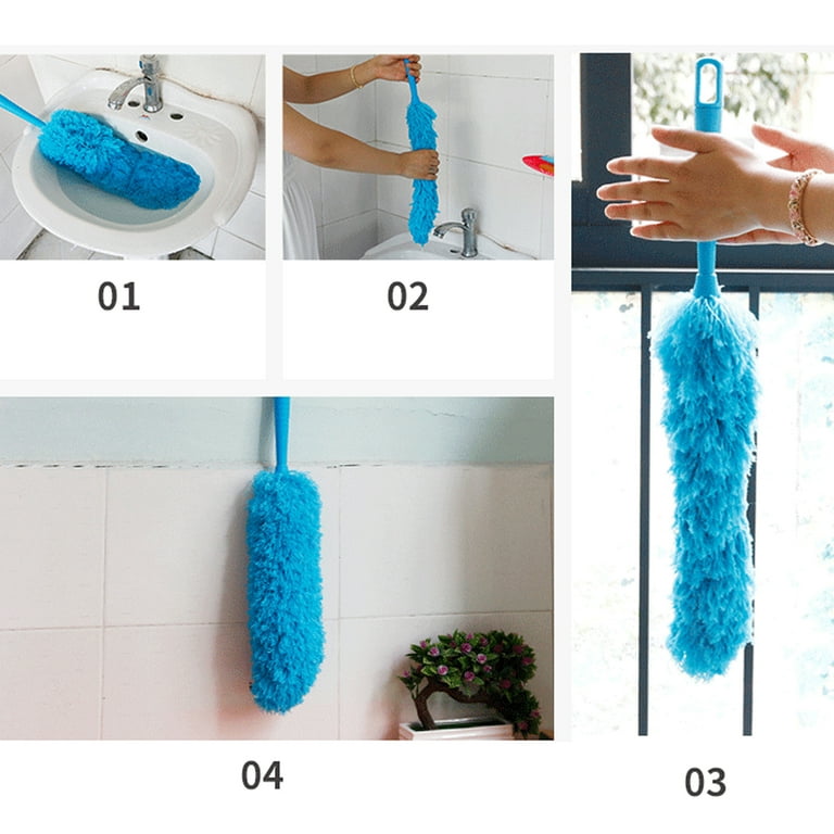 Dust Brush Under Appliance Microfiber Duster with Extension Pole (40 to 55  inches) Bendable, Washable, Extendable Gap Dusters for Sofa Bed Furniture  Bottom - Wet or Dry