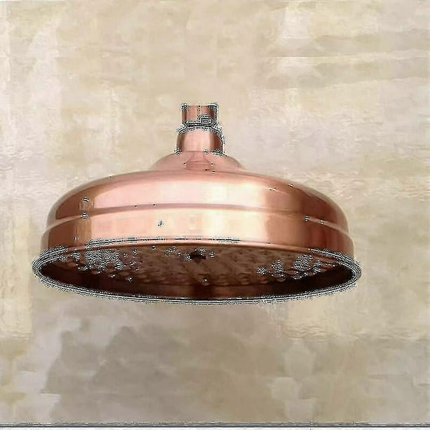 Cabezal de ducha de cobre de 20 cm (8 pulgadas) de diámetro, cabezal de ducha fijo de alta presión con ángulo ajustable, cabezal de ducha de lluvia, dorado