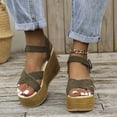 thumbnail image 6 of CHUMUD Women's Wedge Espadrille Sandals Crisscross Strap Adjustable Ankle Buckle Platform Summer Shoes, 6 of 7