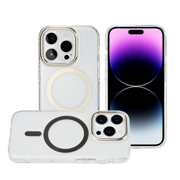 Designed for Apple iPhone 15 Plus (6.7") Fashion IMD Design Pattern Cute Design Hybrid Thick with Magnetic Circle MagSafe Compatible Phone Case Cover [Gold IMD]