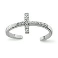 thumbnail image 1 of 925 Sterling Silver Cubic Zirconia Cz Croix Réglable Orteil Anneau Ouvert Midi, 1 of 6