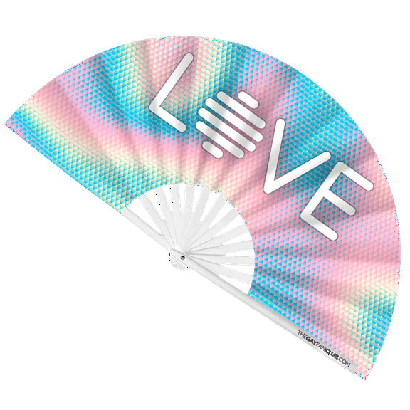 One Love Fan (UV) – UV Reactive Bamboo Folding Hand Fan for Pride & Drag Celebrations