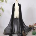 thumbnail image 4 of Byfri Sheer Chiffon Long Cape Flowing Hoodless Cloak Outerwear for Weddings & Themed Events 150cm Black, 4 of 7