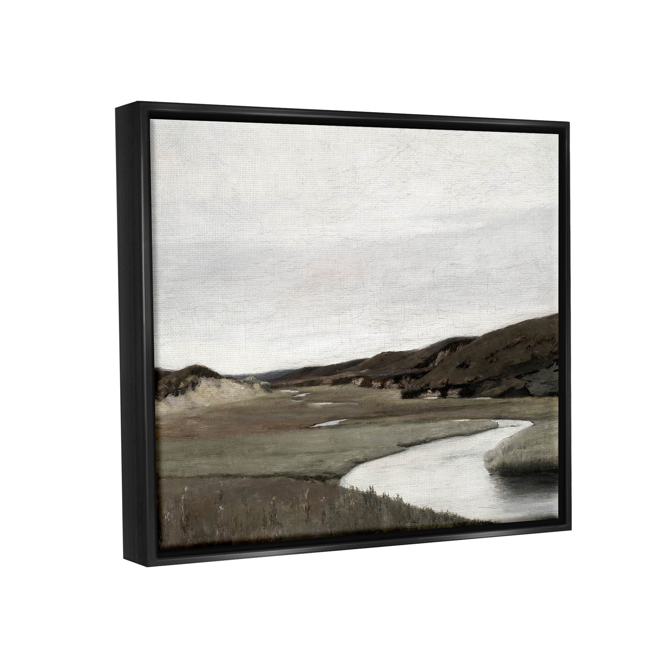 Rural Stream Classic Landscape Landscape Painting Jet Black Framed Art Print Wall Art